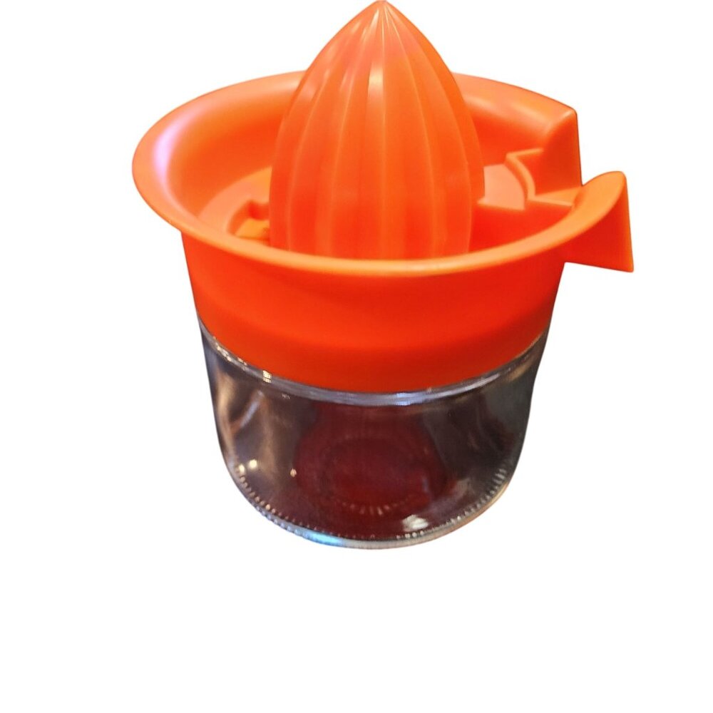 Gemco Vintage Citrus Juicer Orange Plastic Reamer Glass Jar USA